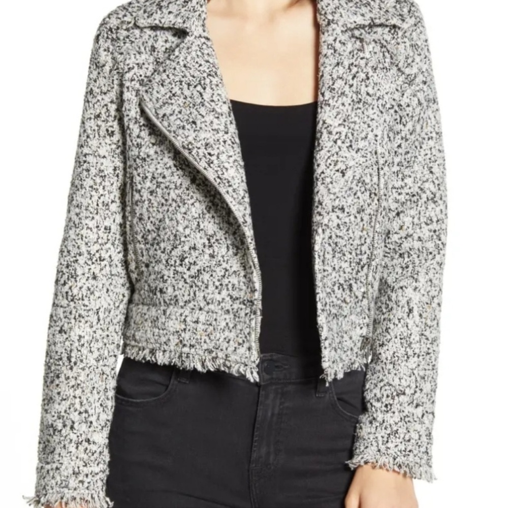 cupcakes & cashmere Black and White Tweed Zip-Front Jacket